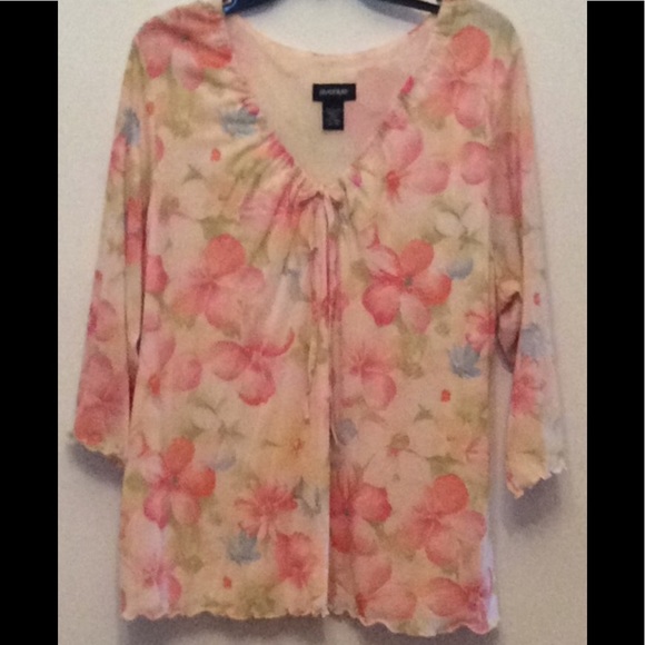 Avenue Pastel Floral Vneck Top Plus:26/28 - Picture 7 of 7